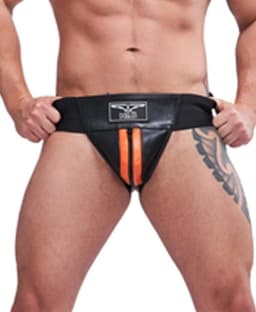 Mister B leren premium jockstrap met oranje bies - medium — thumbnail 1