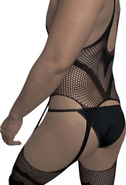 LekkerStout Jarretel Bodystocking - Zwart - Sexy Herenondergoed | S-L | ( LS074 ) — thumbnail 4