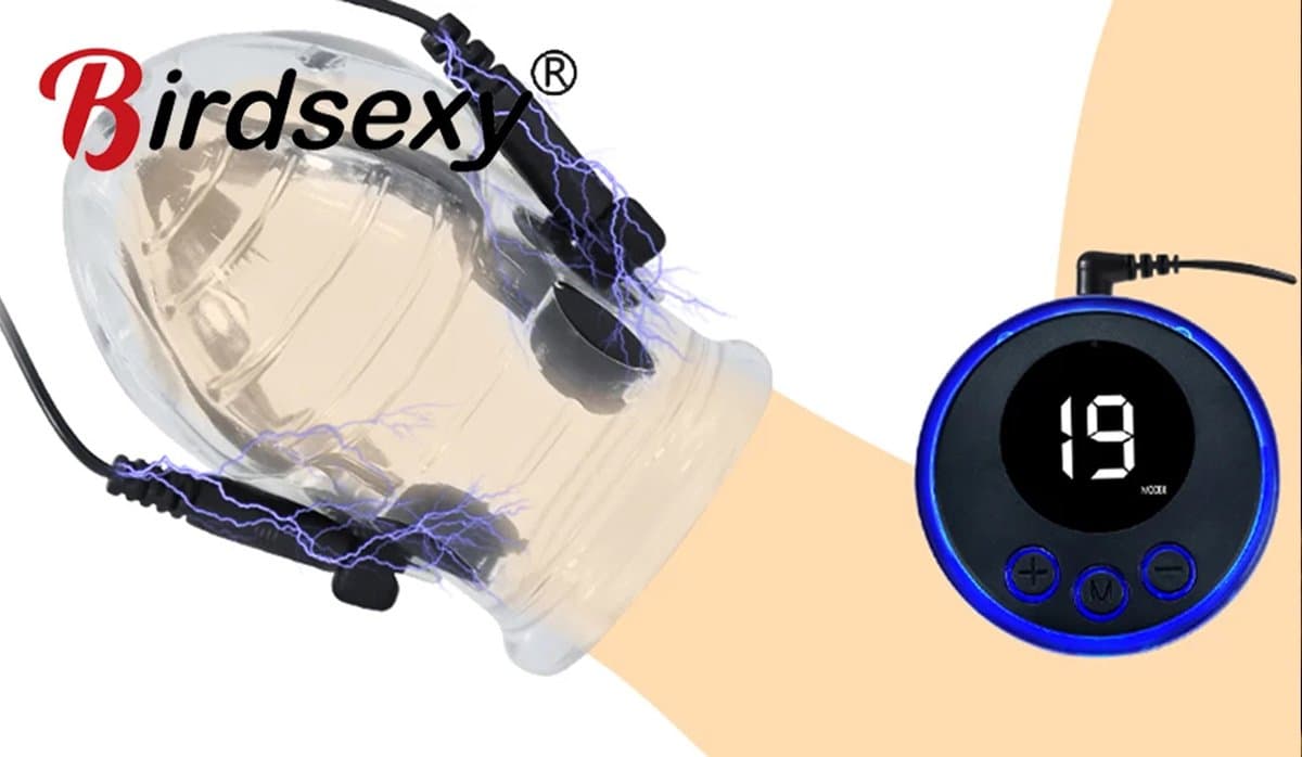 E-stim eikel stimulatie - Schok vibrator - Penis stam - Elektrische stimulatie - Afstandsbediening - Stroom - One size - Past om iedere penis — afbeelding 1