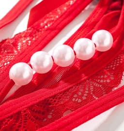 Erotische Lingerie Slipje I Sexy Slipje Met Parels I Sexy String I Open Kruis I Erotisch Ondergoed I Rood/Zwart — thumbnail 5