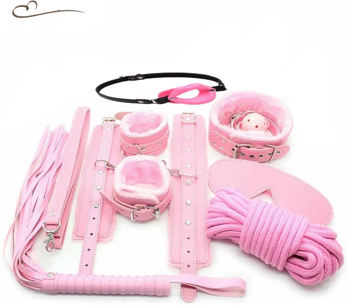 Erodit® Double gag bondage set roze - 8 delige set- verstelbare riemen - bondage- SM -seks speeltje - BDSM - beginners- koppels - erotisch spel - diepe penetratie- Sex spel - Erotiek- Seks speeltjes koppels - Mannen - Vrouwen — afbeelding 1