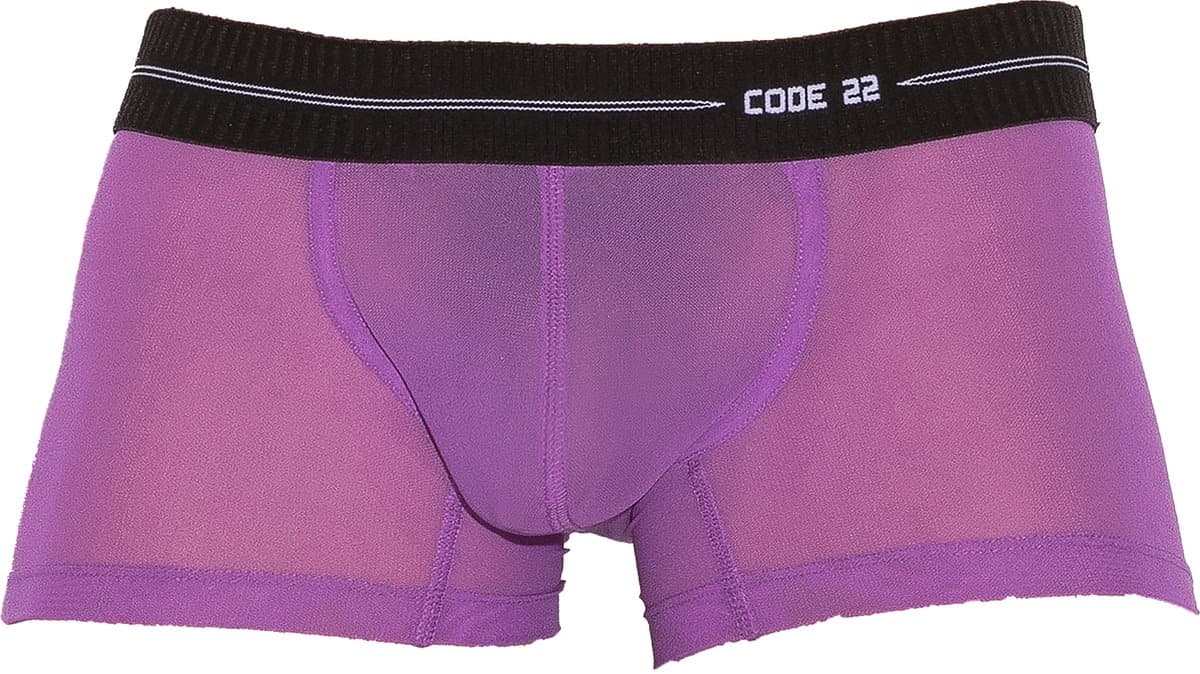 CODE 22 Sheer Mesh Trunk Grape - MAAT S - Erotisch Heren Ondergoed - Boxershort voor Man - Sexy mannen Boxershort — afbeelding 1