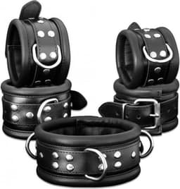 Kiotos Leather - Leren Collar 6.5 cm Gevoerd - Zwart — thumbnail 2