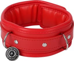 Banoch - Collar & leash Red - Halsband en Riem - Rood met zilver - bdsm — thumbnail 1