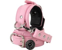 Banoch | verstelbare bondage handboeien van pu leer | roze / zwart | bdsm