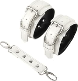 Banoch | handboeien van pu leer | wit / zwart | bondage — thumbnail 4