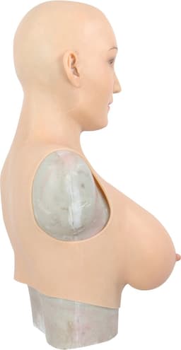 Siliconen borst + gezicht combinatie - 100% Medische Hypoallergene Siliconen - Realistisch - Crossdresser - Transgender - Travestiet - Mastectomie - Hoofd - Gezichtsmasker - Female Face - Femboy - kunstborst - fake boob - siliconen borsten - nepborst — thumbnail 2