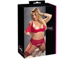 Cottelli Collection 3 Delige Bh-Set Met Kwart Cups - Rood