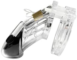 Electro Cock Cage - Peniskooi - Kuisheidskooi - BDSM - Transparant - Met slot - Electro seks - 3 maten cockringen — thumbnail 5