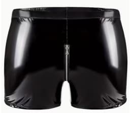 BamBella ® - Boxer short Maat S/M Datex Zwart (Latex en stof SM kleding BDSM met rits erotische heren kleding ondergoed lingerie onderbroek zwart — thumbnail 5