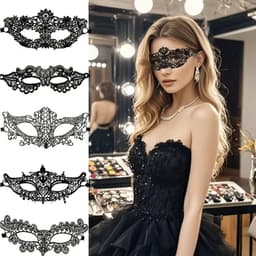 Mystery Nights – Set van 5 Zwarte Kanten Maskers | Erotisch | Fetish | Kinky Party | Festival | Masquerade | BDSM | Boudoir | Erotische Accessoires | Festival | Gezichtsversiering | Themafeest | Chique | One Size | Dare to Undress — thumbnail 5
