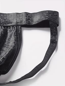 LekkerStout Jockstrap - Zwart - PU Leder - Honingraat - Maat L | LS192 — thumbnail 4