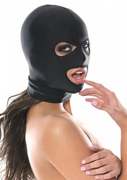 Pipedream Fetish Fantasy Masker Spandex 3 Hole Hood zwart — thumbnail 11
