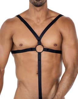 Cut4Men - C-Ring Gekruist Harnas - Tuigje - Zwart — thumbnail 1