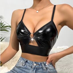Glanzend Sexy Topje - BH - Zwart - Festival - Lingerie - Dames — thumbnail 4