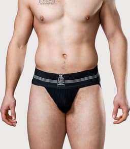 MM Sports The Original No. 10 Swimmer/Jogger Jockstrap 3 inch Black - MAAT L - Heren Ondergoed - Jockstrap voor Man - Mannen Jock — thumbnail 8