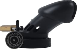 Banoch | Cockcage Black | siliconen | zwarte Chastity Cage met 5 ringen | medium / large — thumbnail 1