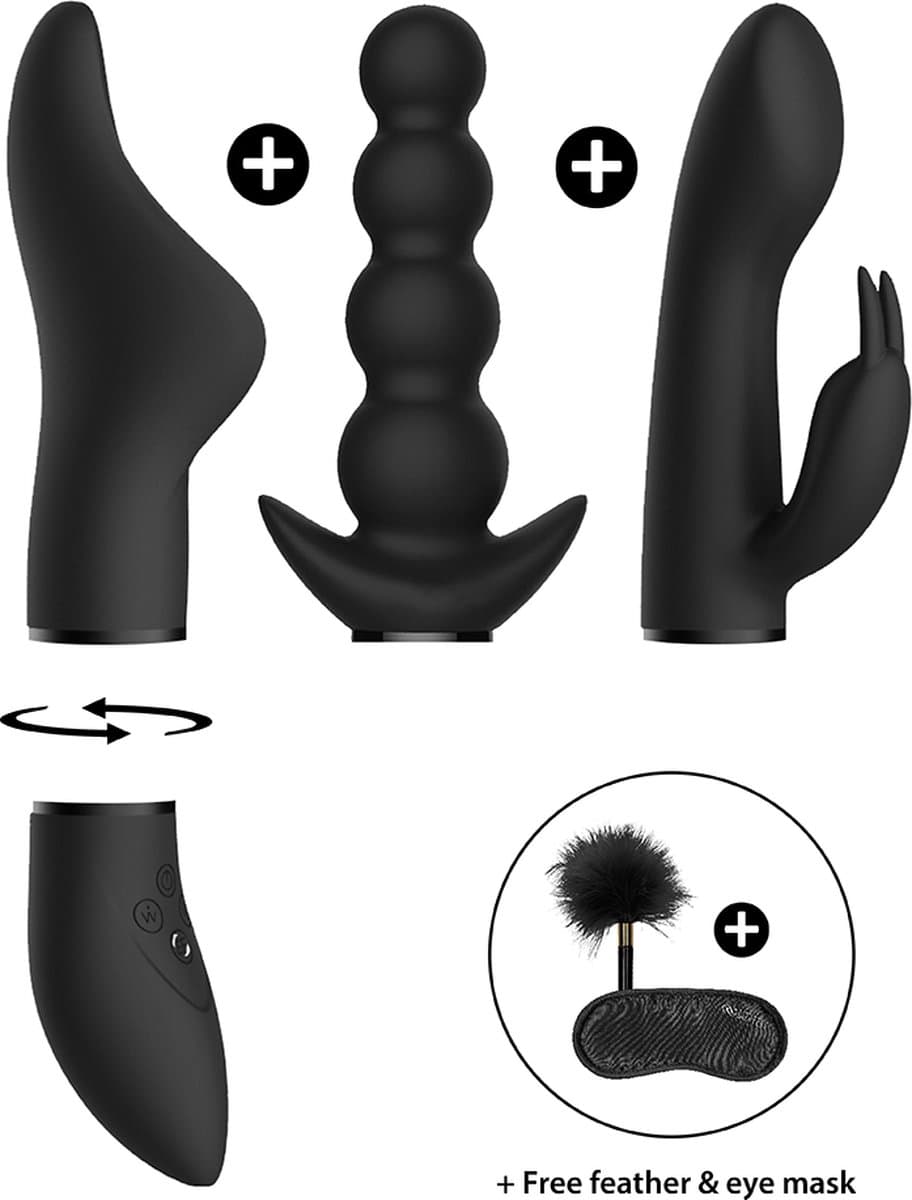 Shots - Switch Pleasure Kit #6 - Vibrator met Verschillende Opzet Stukken black — afbeelding 1