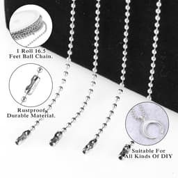 Stainless Steel Ball Chain - Silver Ball Chain met Matching Connectors - Chains voor Sieraden Maken - DIY voor Dog Tags, Halskettingen, Oorbellen — thumbnail 2