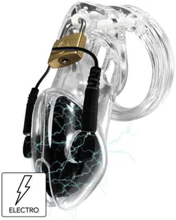 Electro Cock Cage - Peniskooi - Kuisheidskooi - BDSM - Transparant - Met slot - Electro seks - 3 maten cockringen — thumbnail 1