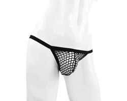 BamBella® String -S/M - kant voor mannen Erotische Sexy Lingerie Heren Zwart mannen ondergoed slip doorzichtig