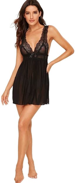 Babydoll Dames Zwart - Sexy Lingerie Babydoll - Nachthemd Vrouwelijk - Polyester Lingerie Nachtkleding - Maten S M L XL - Elegante Dames Babydoll - La Nuita — thumbnail 4