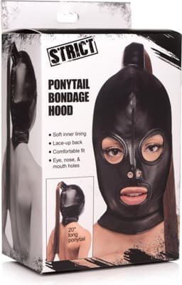 Bondage Hoofd Masker Met Paardenstaart — thumbnail 3
