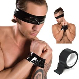 Zwarte Bondage Tape (16m) – Lijmvrije Elektrostatische PVC BDSM Tape voor vastbinden — thumbnail 3