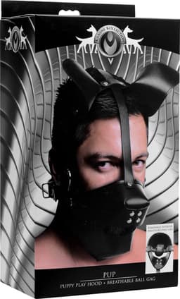 Puppy Play Masker Met Ballgag - Zwart — thumbnail 12