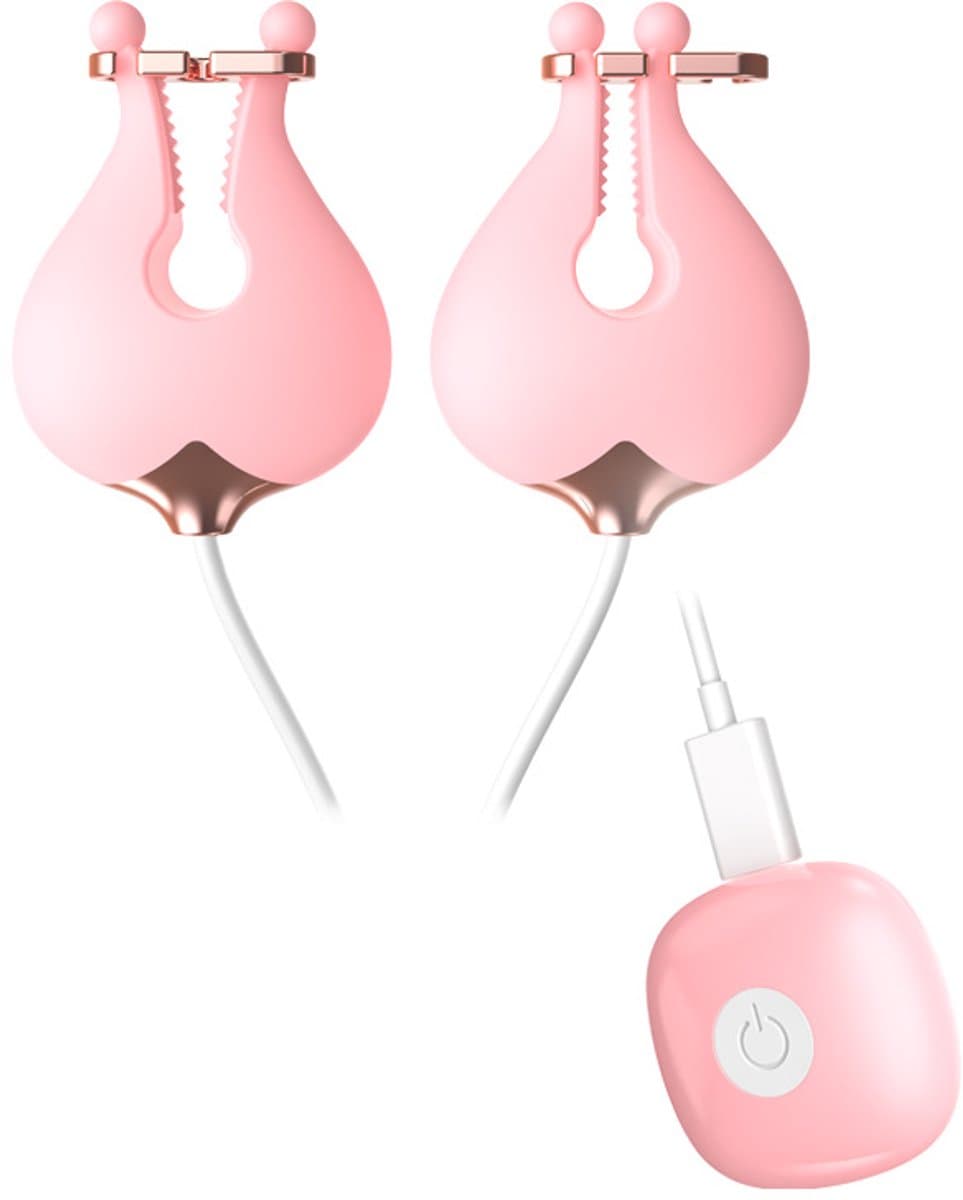 Oneay Roze vibrerende tepelklemmen voor vrouwen, meerdere vibratiestanden, vibrerende tepelklemmen, clitorisstimulator, seksspeeltje voor volwassen stellen, vrouwelijk genot. — afbeelding 1