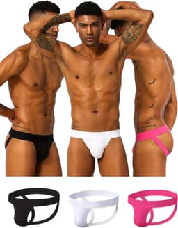 LekkerStout 3-Pack Jockstraps - Zwart/Wit/Roze - Sexy Herenondergoed | L | ( LS182 ) — thumbnail 1