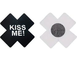 CHPN - Tepelcovers - Tepelsticker - Kiss me sticker voor op tepels - Zwart - Grappige tepel sticker - Tepels afplakken - Festival - Feest - Sexy - 1 paar