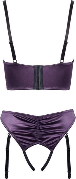 Cottelli Collection Open Lingerie Set in Gegolfde Look - Ondeugende Lingerie met Open Kruis en Verstelbare Jarretels - Maat 80C/M — thumbnail 3