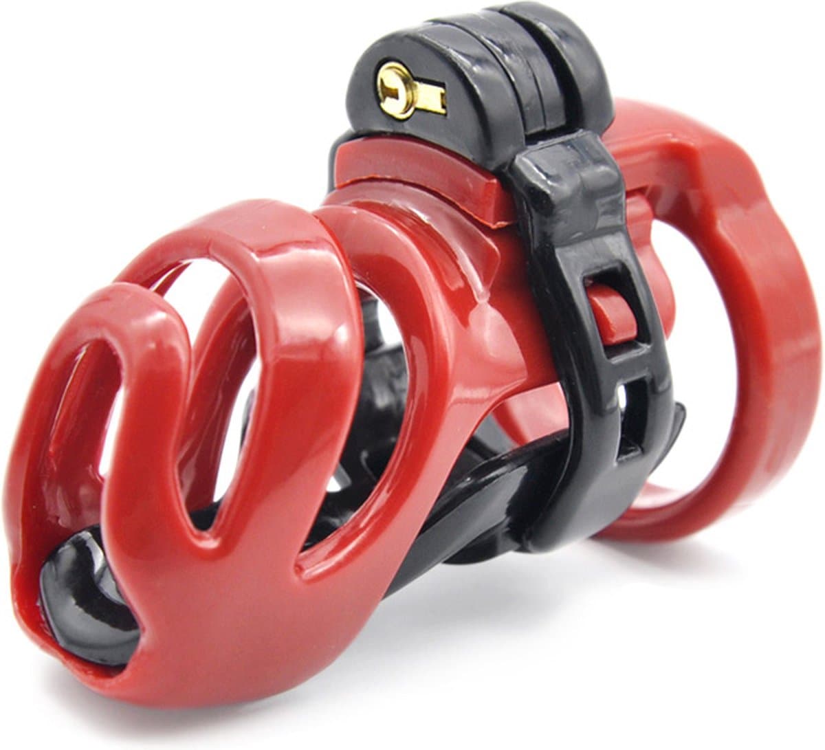 BRUTUS Cyborg Cage - Chastity Cage Kuisheidskooi - Zwart/Rood — afbeelding 1