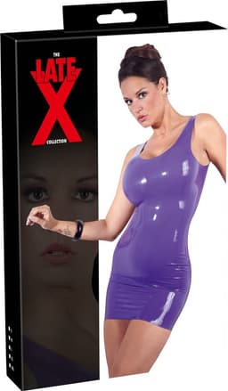 LateX – Latex Mini Jurk met  Pasvorm  en Opvallend Maat XL – Paars — thumbnail 4