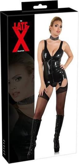LateX – Latex Strap Shirt met Doorlopende Ritssluiting en 4 Bretels voor een Scherpe Uitstraling Maat XL - Zwart — thumbnail 6