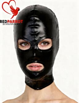 BDSM Masker bivakmuts - Latex look - Rits - Zwart — thumbnail 4