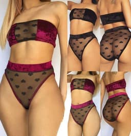 Lingerie setje - Zwart met Hartjes - S - Sexy Kanten Ondergoed — thumbnail 5