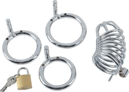 Banoch | Cockcage Zilver metaal | Chastity Cage met 3 ringen | 40 mm, 45 mm & 50 mm — thumbnail 12