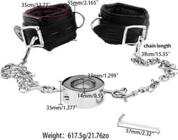 Luxe enkelboeien met ketting en ballen crusher - Lederen Enkelmanchetten - RVS Ketting - Metalen scrotum hanger - Bondage - Scrotum uitrekken - BDSM dominantie - Voor hem - Verstelbaar en One size — thumbnail 3