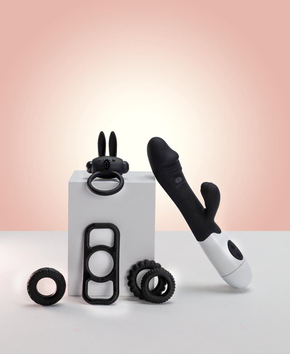 Erodit® Shock Cock - Erotische geschenk set - vibrators voor vrouwen , Anaal prostaat vibrator voor mannen- 4 verschillende cockringen - Seksspeeltje - Sex Toys - Seks speeltje - Erotiek voor Mannen, vrouwen, koppels — afbeelding 1