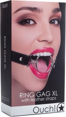 Ouch! – Ring Gag Open Mond Knevel met Verstelbare Riem Maat XL - Zwart — thumbnail 2