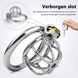 DOWO® - Mini Locker - Kuisheidskooi - Chastity cage - Peniskooi - Hemisferisch - Staal - 50 mm — thumbnail 2