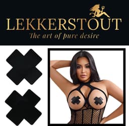 LekkerStout Heren Body met Netkousen - Zwart - Sexy Herenlingerie | S-L | ( LS166 ) — thumbnail 3