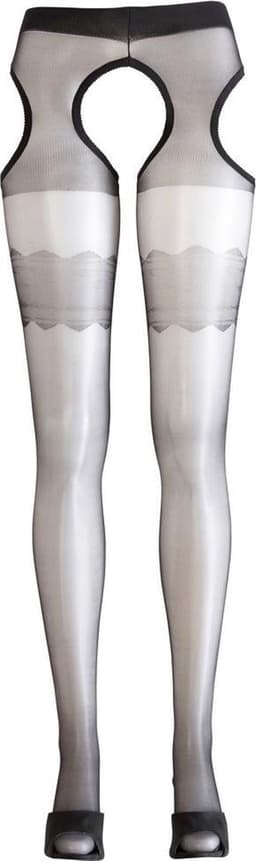 Cottelli Collection – Sexy Kousen en Jarretels met Open Zijkanten en Kruis – Maat M – Zwart — thumbnail 5