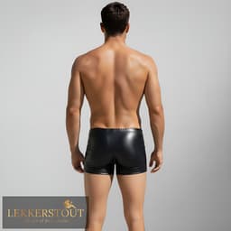 PU Lederen Boxershort - Open Kruis - Zwart - Sexy Herenondergoed | XXL | LS154 — thumbnail 4