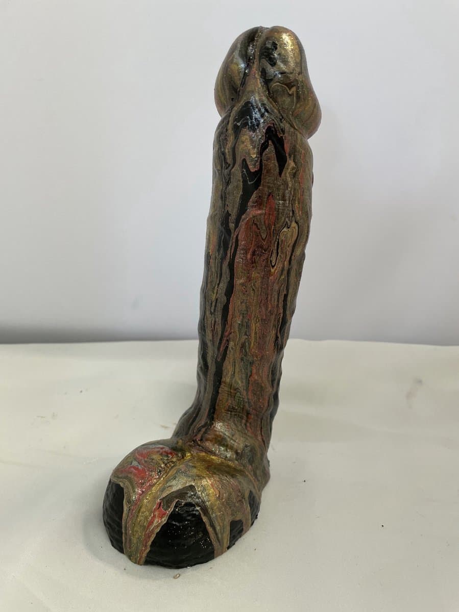 Handbeschilderde Piemelkunst van Keramiek Gips – Uniek Kunstobject – 18,5 cm – Cadeau & Decoratie — afbeelding 1