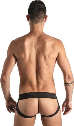 Mister B Rubber Jock Strap Zwart met rode bies - large — thumbnail 2
