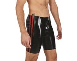 Mister B rubber fucker shorts zwart met rode bies xs