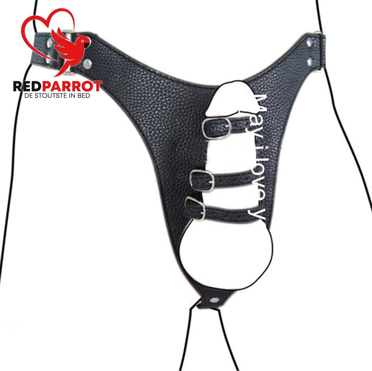 BDSM slip heren - Penis bondage - Riemen en gespen - Kuisheid - Leder — afbeelding 1